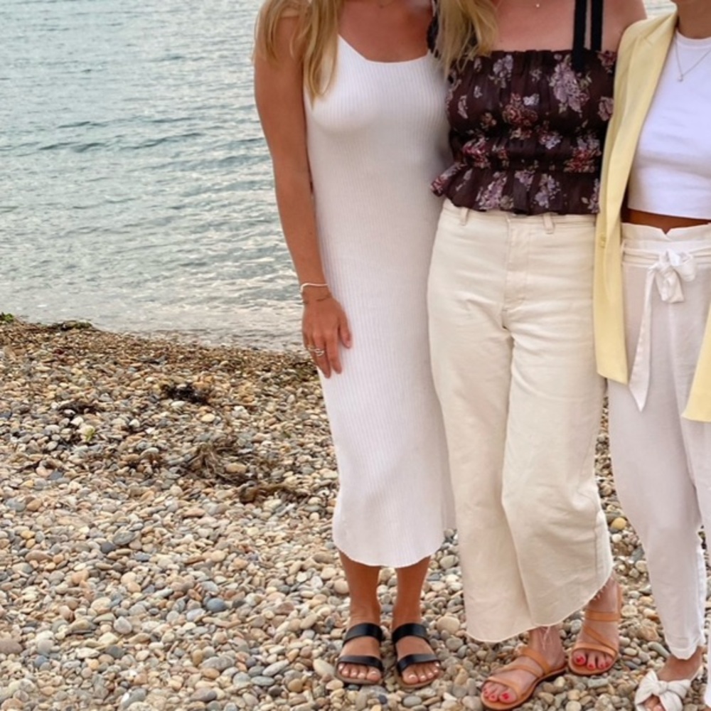 Mango White Ribbed Maxi Dress